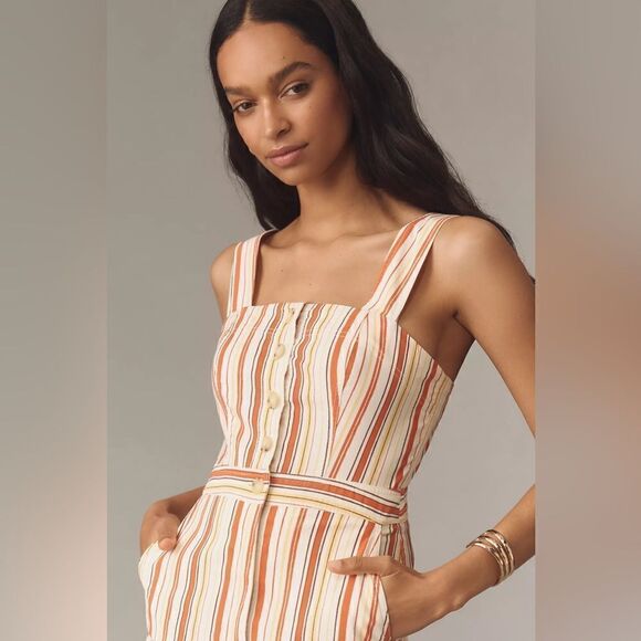 Anthropologie The Portside Button-Front Jumpsuit by Maeve Size 12 - Picture 3 of 4